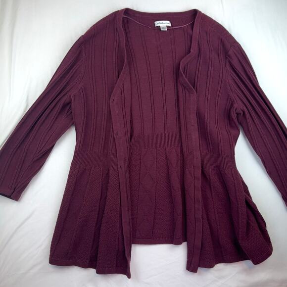 Croft & Barrow Burgundy Cardigan Sweater V Neck & Button Closure Women's XL - Picture 3 of 13